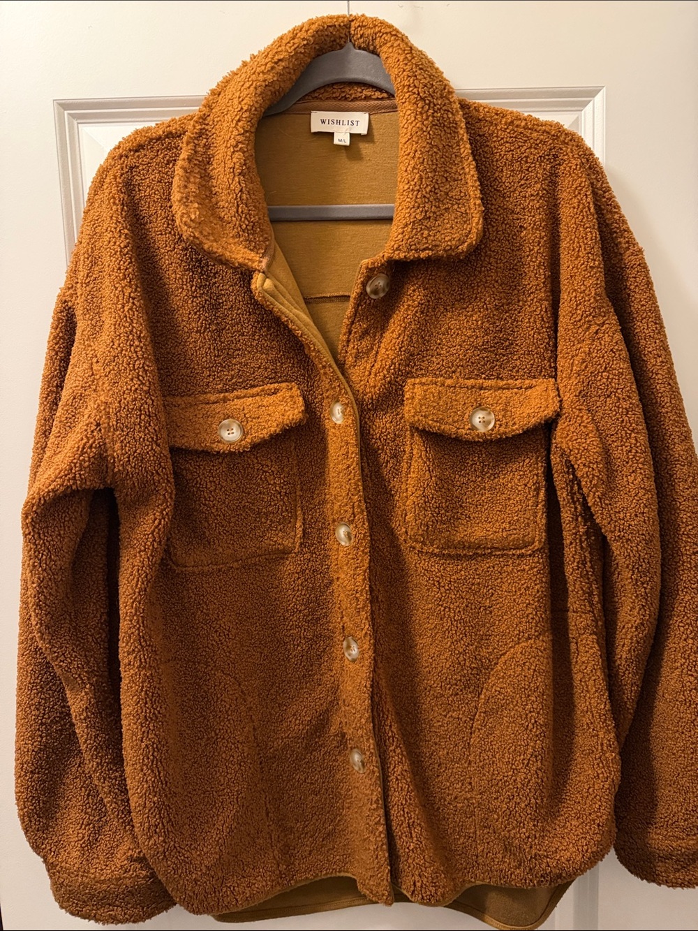 Wishlist Women's Burnt Orange Teddy Button-Up Jacket